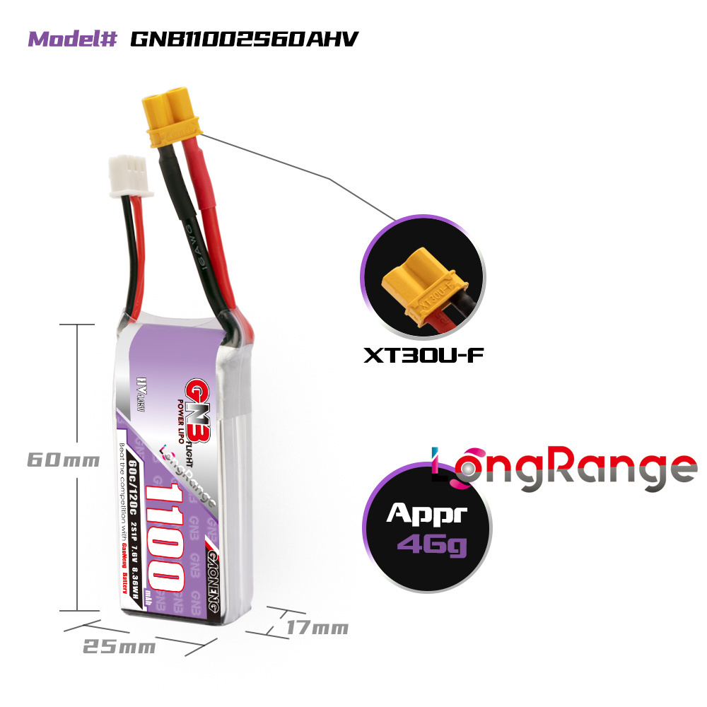 GNB 1100mAh 2S 3S 4S 6S 60C/12 - огляд і ціна Lipo Battery 4S