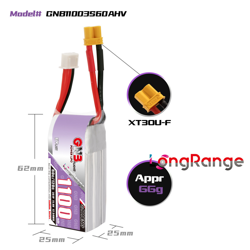 GNB 1100mAh 2S 3S 4S 6S 60C/12 - огляд і ціна Lipo Battery 4S